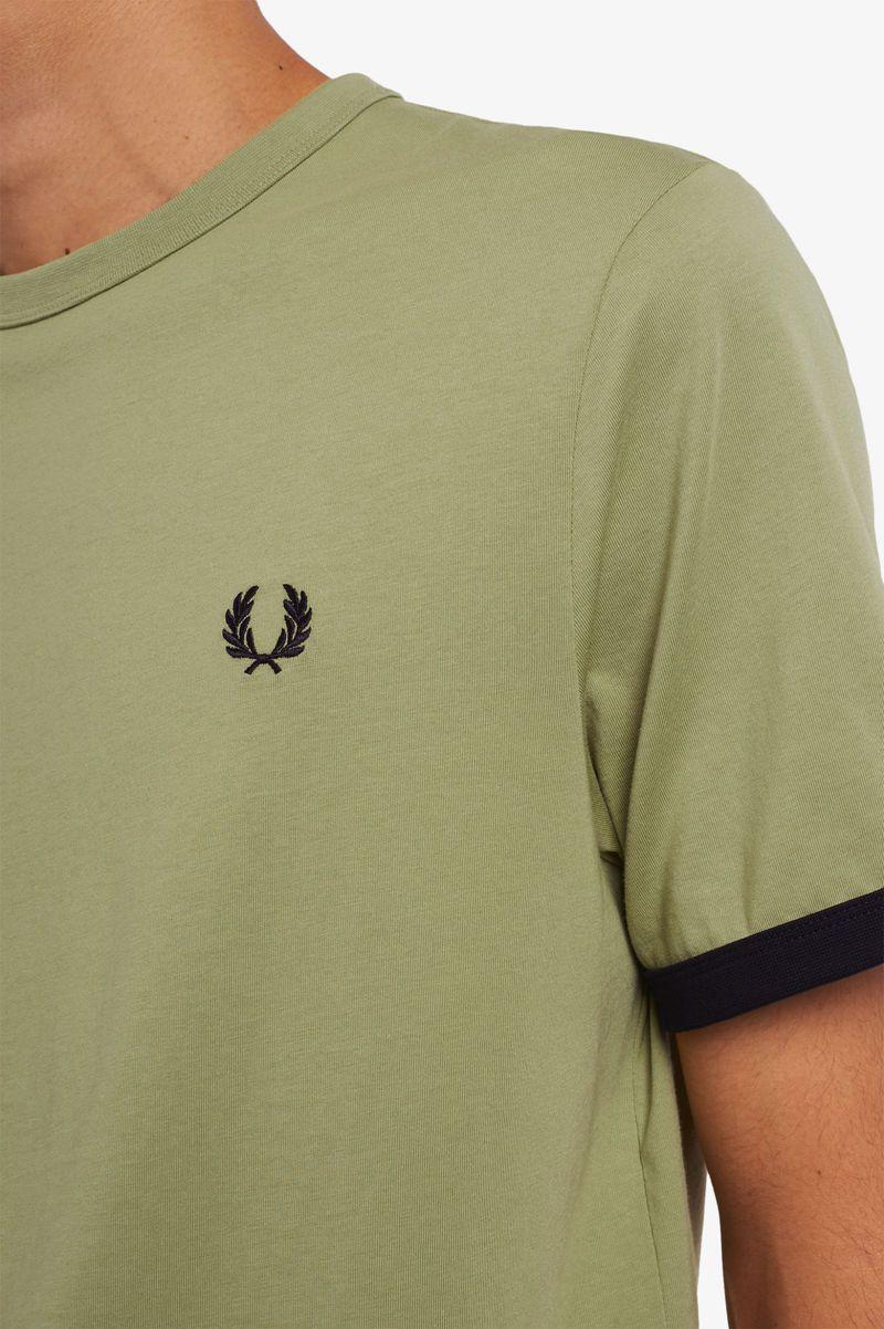 Olive Green Fred Perry Ringer Men's T Shirts | PH 1748PJJQ